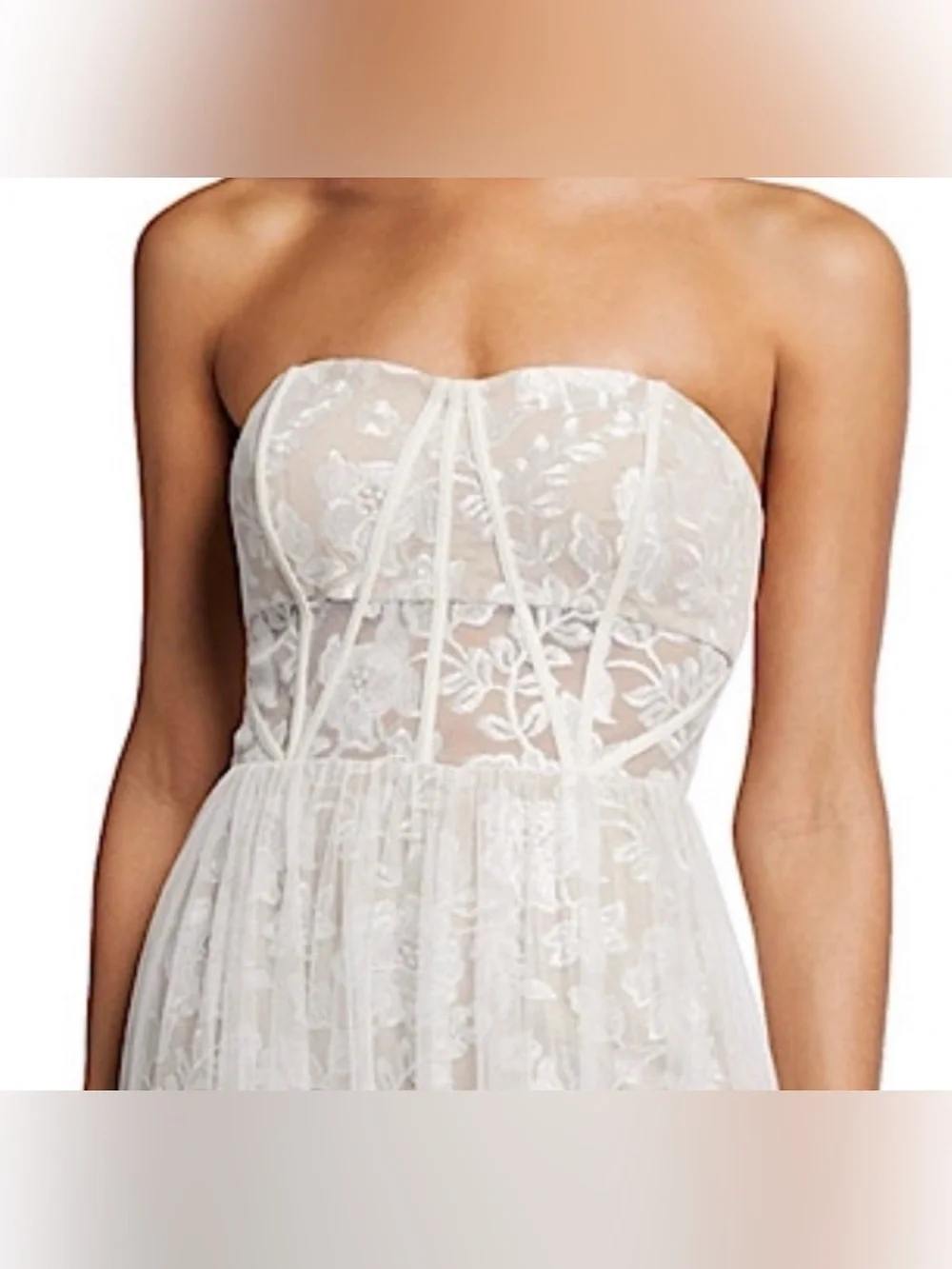 Aidan Mattox Lace Overlay Strapless Evening or Bridal Gown - Picture 3 of 13